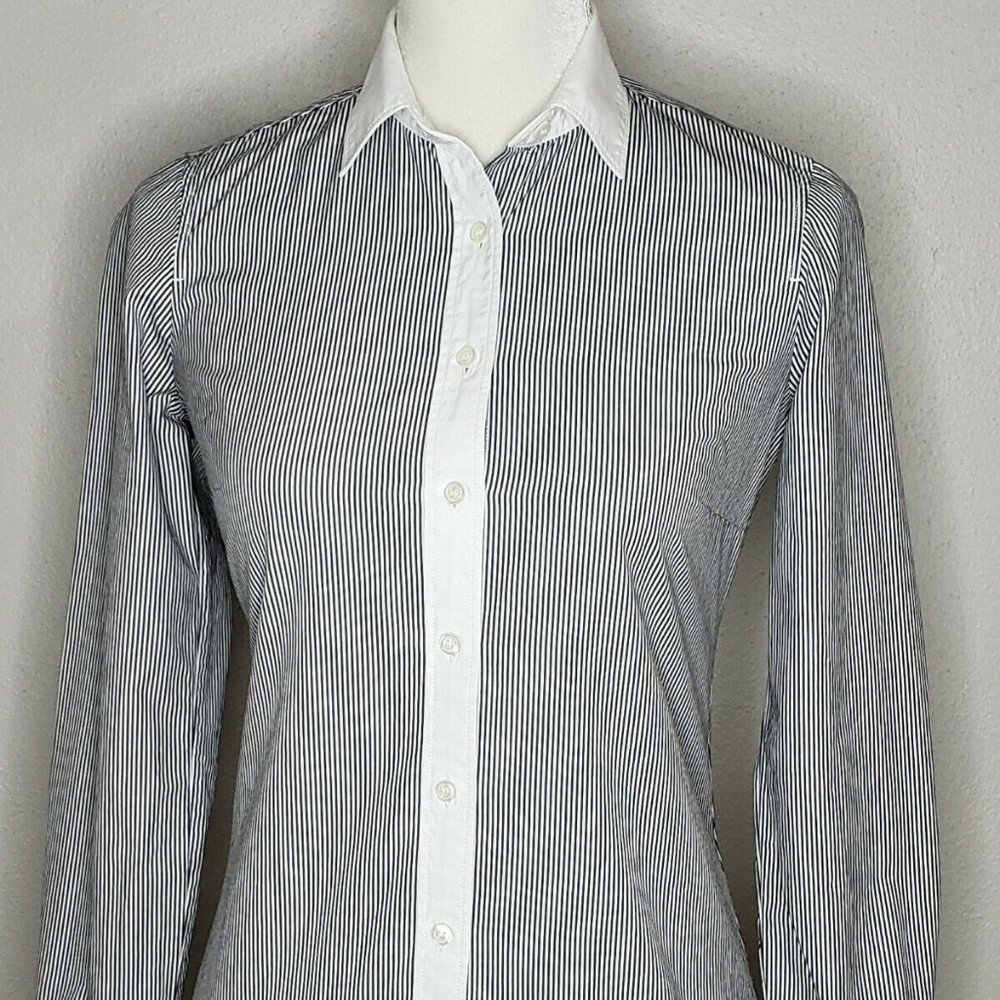 J. Crew Haberdashery b/w striped button down shirt size L NWT
